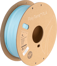 Load image into Gallery viewer, Spool of PolyTerra PLA 3D printer filament in ice. Ice is a light blue.