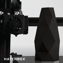Load image into Gallery viewer, Hatchbox PLA example of black 3d print on 3d printer.