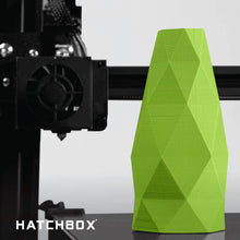 Load image into Gallery viewer, Hatchbox PLA example of lime green 3d print on 3d printer.