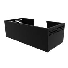 Load image into Gallery viewer, 3D render of AI Hydra 64 light shade in black. This light shade is perforated at the top of the sides. Front asymmetrical view.