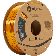 Load image into Gallery viewer, Spool of PolyLite PLA 3D printer filament in silk gold.