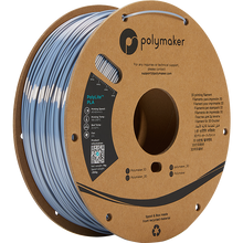Load image into Gallery viewer, Spool of PolyLite PLA 3D printer filament in silk silver.