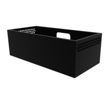 Load image into Gallery viewer, Diagonal view 3d render of AI Hydra 64 light shade in black. This light shade is perforated at the top of the sides.