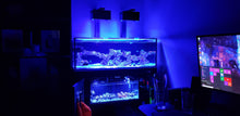 Load image into Gallery viewer, Two 3d Printed AI Hydra 26 HD Light shades in black installed over a fish tank.