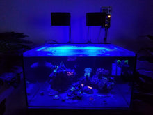 Load image into Gallery viewer, Two black 3d printed AI Prime light shades over fish tank.