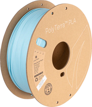 Load image into Gallery viewer, Spool of PolyTerra PLA 3D printer filament in ice. Ice is a light blue. 
