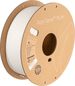 Spool of PolyTerra PLA+ 3D printer filament in white.