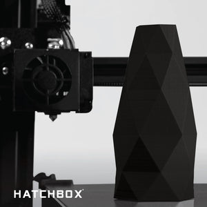 Hatchbox PLA example of black 3d print on 3d printer.