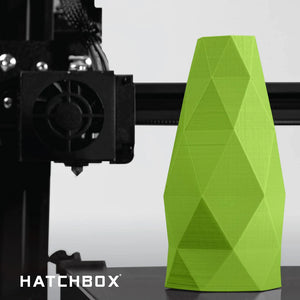 Hatchbox PLA example of lime green 3d print on 3d printer.