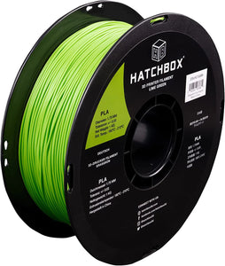 Hatchbox PLA 3d printer filament in lime green. 