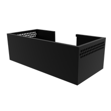 Load image into Gallery viewer, 3D render of AI Hydra 64 light shade in black. This light shade is perforated at the top of the sides. Front asymmetrical view. 
