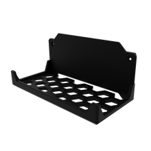 Load image into Gallery viewer, 3D render of power brick stackable mount, in black, front asymmetrical view.
