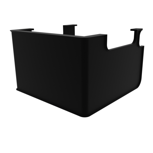 3D render of easy on off variant of Radion XR15 Compatible Light Shade in black, front asymmetrical view. 