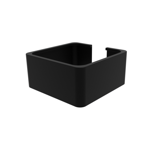 Front diagonal view of Fluval Marine Nano Light Shade 3d render in black.