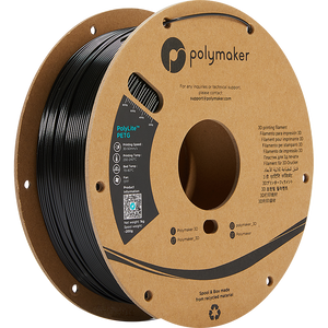 Spool of PolyLite PETG 3D printer filament in black. 