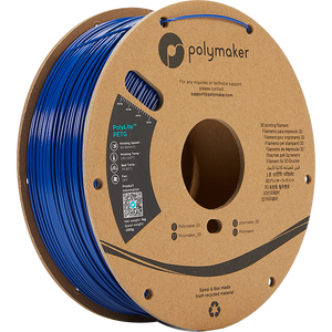 Spool of PolyLite PETG 3D printer filament in blue. 