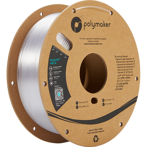 Spool of PolyLite PETG 3D printer filament in transparent. 