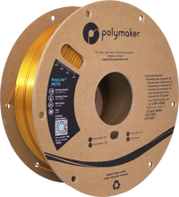 Load image into Gallery viewer, Spool of PolyLite PETG 3D printer filament in gold.
