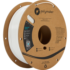 Spool of PolyLite PETG 3D printer filament in white. 
