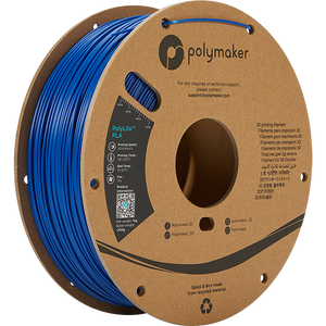 Spool of PolyLite PLA 3D printer filament in blue.