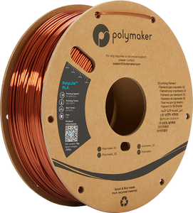Spool of PolyLite PLA 3D printer filament in silk bronze. 
