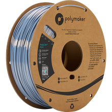Load image into Gallery viewer, Spool of PolyLite PLA 3D printer filament in silk silver. 
