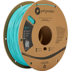 Spool of PolyLite PLA 3D printer filament in teal.
