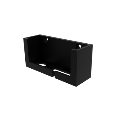 3D render of Tunze Osmolator 5107 ATO Controller Equipment Mount, in black, front asymmetrical view.